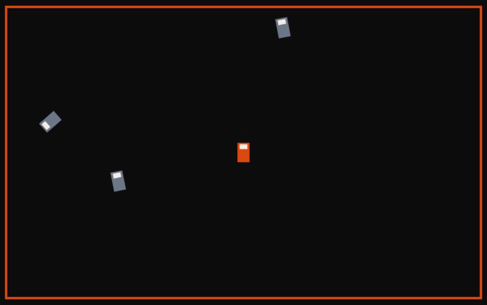 Derby Prototype mini-game arena, a top-down browser demolition-derby demo